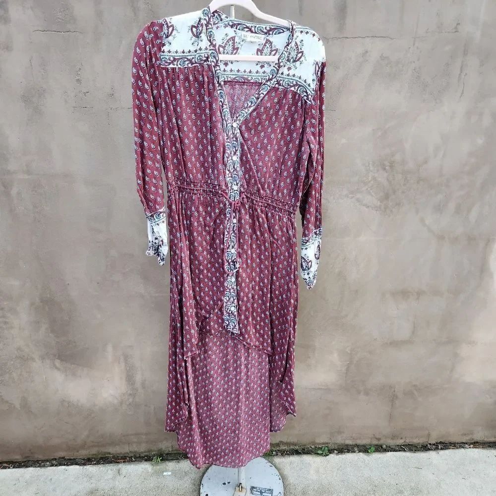 Billabong boho style long sleeve maxi dress